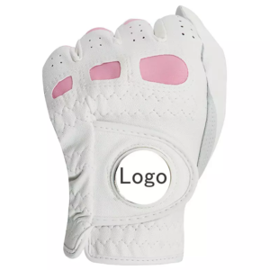 Genuine Cabretta & Synthetic Leather Golf Gloves – White Sports Gloves with Custom Logo Patch Palm, All-Season Comfortable Adult Golf Gloves
