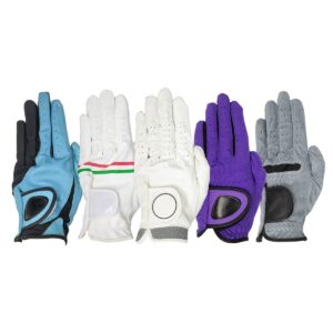 Custom Logo Green & White Cabretta Leather Golf Gloves – Zero Friction Design for Men & Women