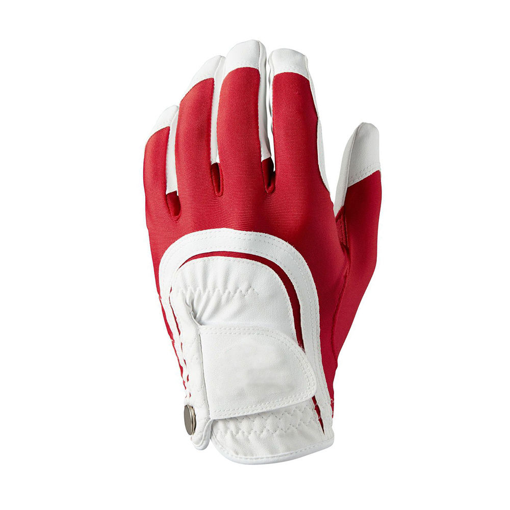 Wholesale Stylish Cabretta Leather Golf Gloves | Anti-Slip Full Finger Breathable Custom Logo Red & White Design - Imagen 3