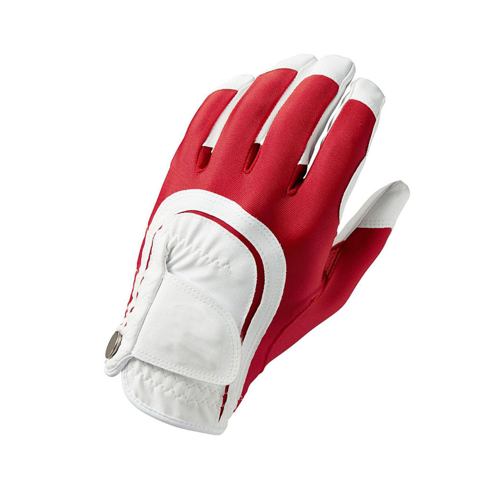 Wholesale Stylish Cabretta Leather Golf Gloves | Anti-Slip Full Finger Breathable Custom Logo Red & White Design - Imagen 4