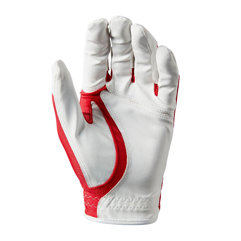 Wholesale Stylish Cabretta Leather Golf Gloves | Anti-Slip Full Finger Breathable Custom Logo Red & White Design - Imagen 5