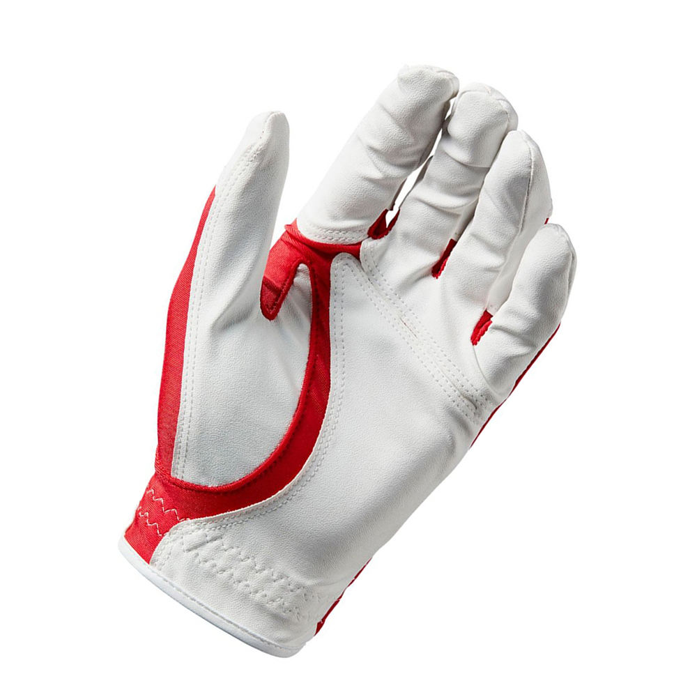 Wholesale Stylish Cabretta Leather Golf Gloves | Anti-Slip Full Finger Breathable Custom Logo Red & White Design - Imagen 6