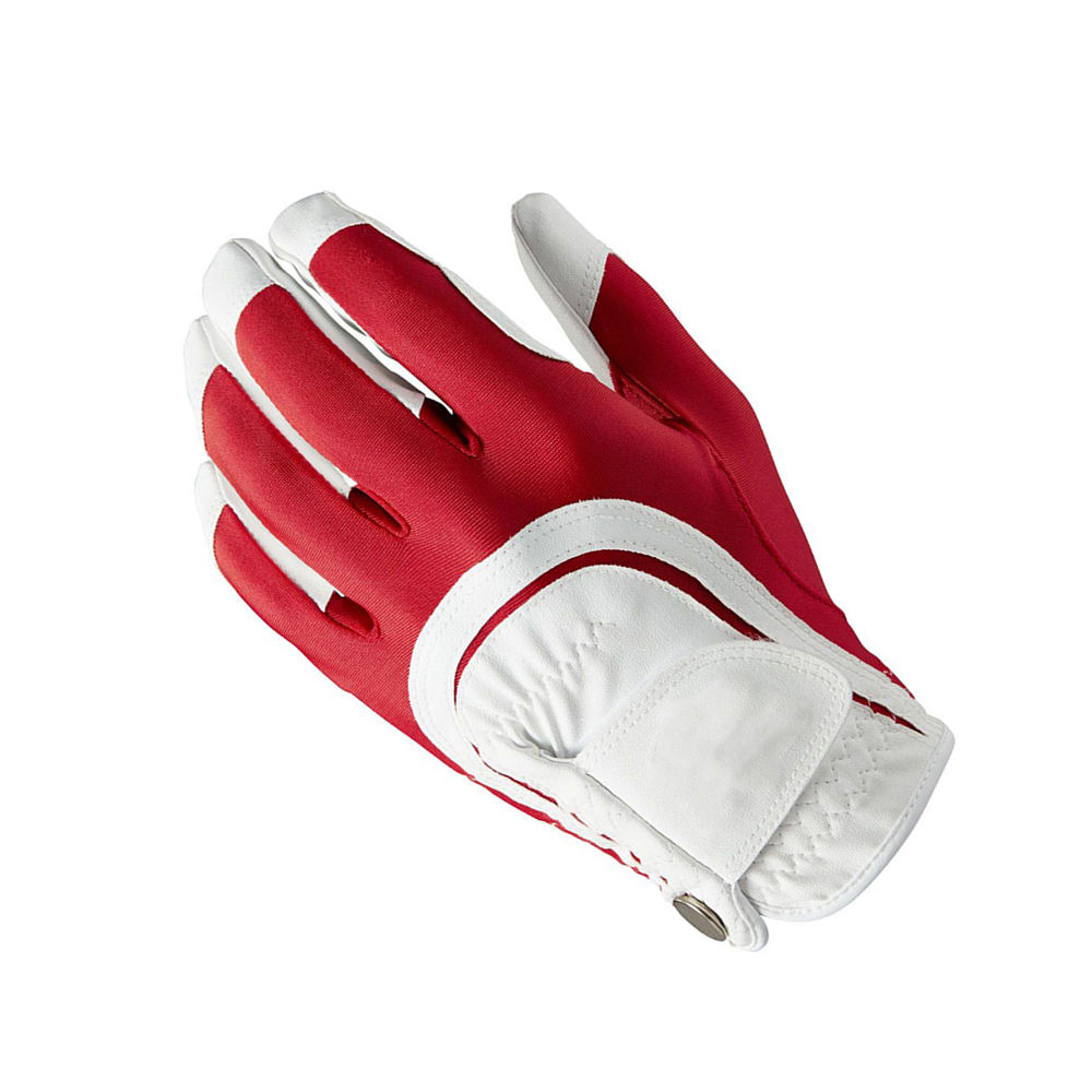 Wholesale Stylish Cabretta Leather Golf Gloves | Anti-Slip Full Finger Breathable Custom Logo Red & White Design - Imagen 2