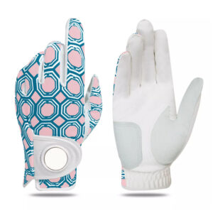 Women’s Leather Golf Glove with Ball Marker – Rain Resistant Left Hand Glove for Right Handed Golfers with Custom Logo